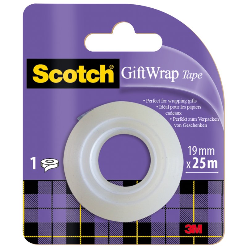 Scotch ruban de décoration cadeau satin, 19 mm × 25 m, diamètre du noyau 25 mm